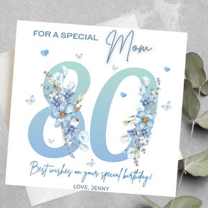 Carte Joyeux 80e anniversaire maman, carte mère 80e anniversaire, 80e anniversaire grand-mère, femme, soeur, tante, ami, 80e anniversaire personnalisé pour maman, soeur