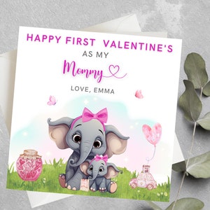 Mamá personalizada 1er día de San Valentín, Feliz primer día de San Valentín como mi mamá, 1a tarjeta del día de San Valentín para mamá para ser, nueva mamá San Valentín