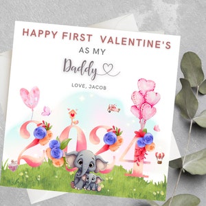 1ère Saint-Valentin personnalisée pour papa, Joyeuse première Saint-Valentin en tant que papa, 1ère carte de Saint-Valentin pour futur papa, Saint-Valentin pour nouveau papa