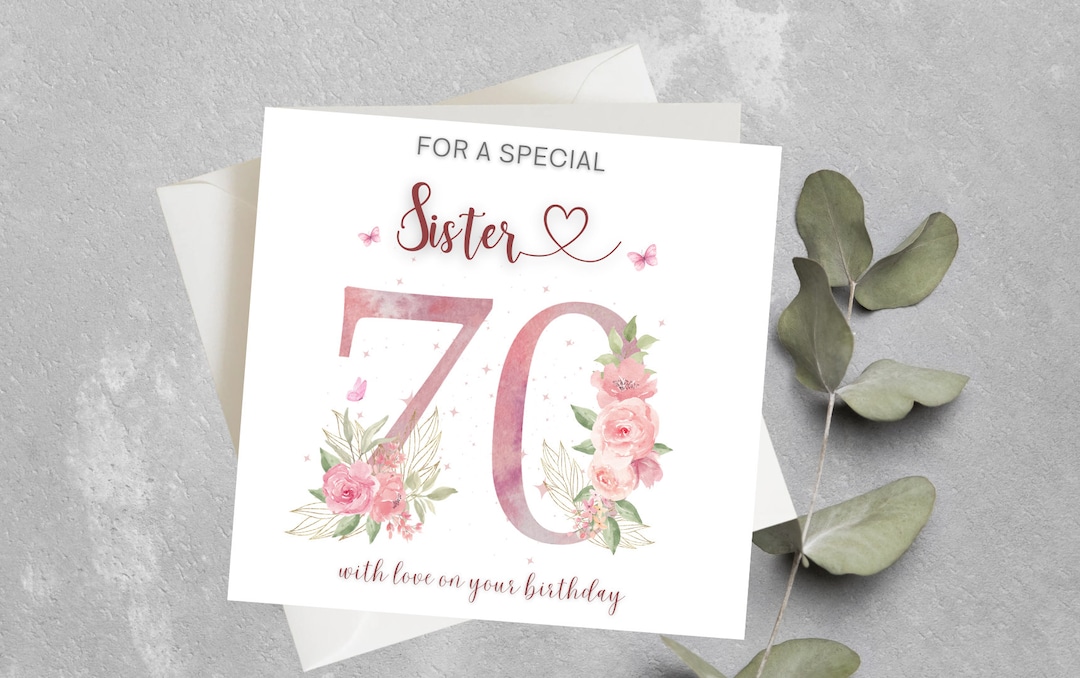 Happy 70th Birthday Card for Sister, 70th Card Sister, 70th Birthday ...