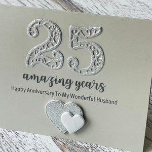 Silver Wedding Anniversary Card, Silver Anniversary Card For Husband, 25th Wedding Anniversary Card, Personalised 25th wedding anniversary image 5