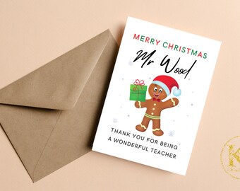 Personalised Christmas Card For Teacher, Teacher Christmas Card, Teacher Thank You Christmas Card, To My Teacher Personalised Christmas Card