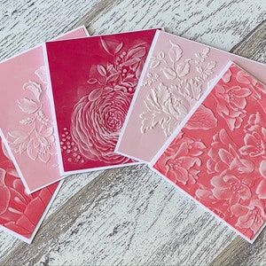 Embossed Note Card Blank 3D, embossed notecard all occasions, embossed handmade note card, Embossed floral Thank you note card SET OF 5