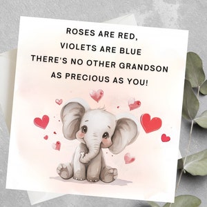 Tarjeta personalizada del primer día de San Valentín del nieto, primera tarjeta de San Valentín del bisnieto, primer día de San Valentín del hijo, tarjeta de poema de San Valentín para niños