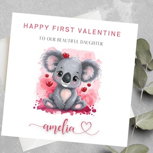 Spécial fille 1ère carte de Saint-Valentin, fille, petite-fille premier cadeau Saint-Valentin, fille personnalisée 1ère carte de Saint-Valentin