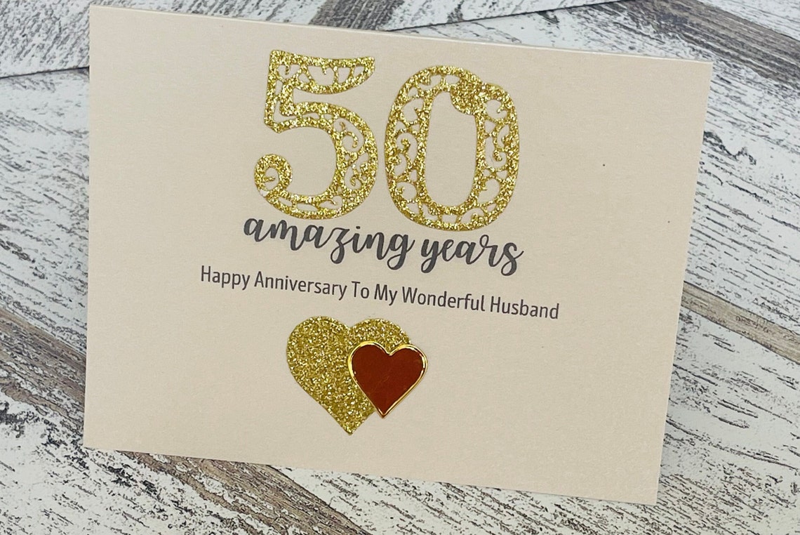 Golden Wedding Anniversary Card 50th Wedding Anniversary Etsy