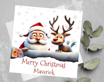 Personalised Christmas Card for Son, Daughter, Boy, Girl, Christmas Card for Granddaughter, Grandson, Personalised Kids Christmas Card