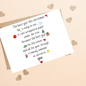 Niedliche Weihnachts-Gedicht-Karte, lustige personalisierte Weihnachtskarte, Freund-Weihnachtskarte, romantische Weihnachtskarte, Familien-Weihnachtskarte