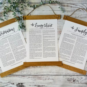 Three Set LDS Hanging Posters, The Family Proclamation Hanging Poster, The Living Christ Hanging Poster, The Restoration Hanging Poster