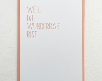 Postkarte „weil du wunderbar bist“