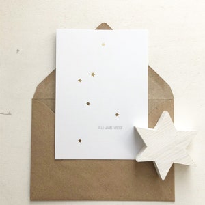 Postcard Christmas card stars gold