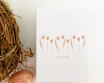 Osterkarte Postkarte „frohe Ostern“ Tulpen