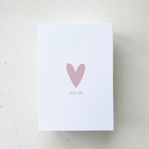 Postkarte Herz gestreift „alles Liebe“