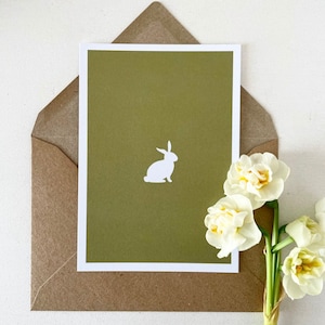 Osterkarte Postkarte Hase auf grün