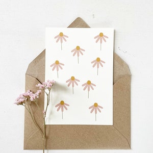 Postkarte Blumen gelb rosa