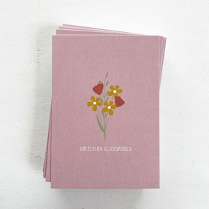 Postkarte Blumenstrauß „herzlichen Glückwunsch“