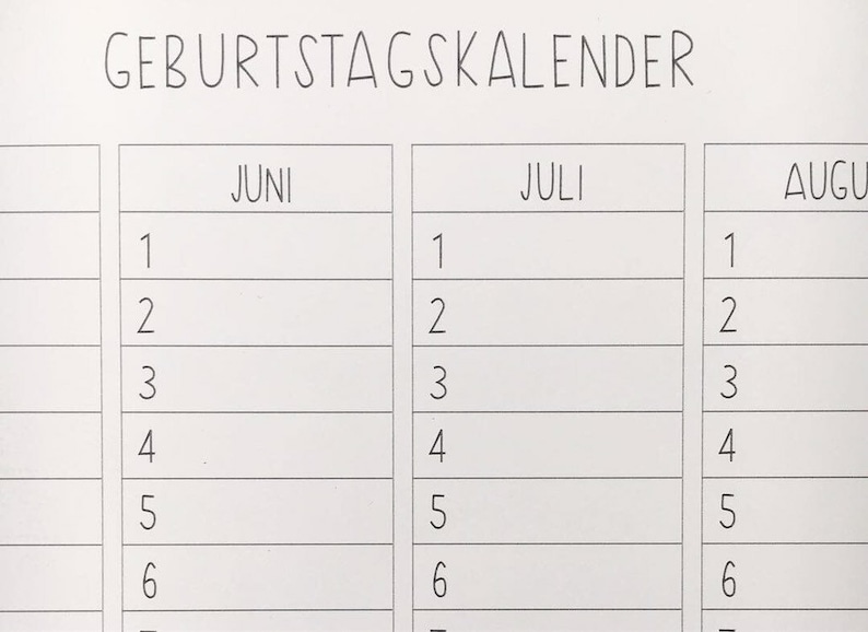 Immerwährender Geburtstagskalender A2 | Etsy