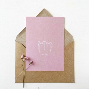 Postkarte „liebe Grüße“  rosa