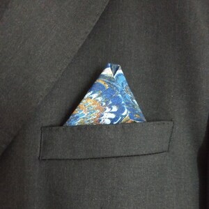 Pre-folded Pocket Square in Blue Marble