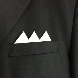 Pre-folded Pocket Square in Three Points of Classic White with Black OR White Card Stock