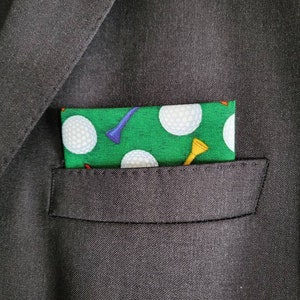 Golf Theme Fan Pre-folded Pocket Square in Cotton
