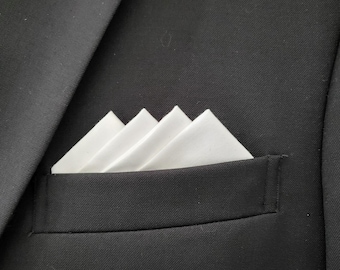Pre-folded Pocket Square in FOUR Points of Classic White