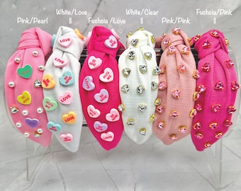 Padded Knotted Pink Headbands, Women Girl Headbands, Pink Headbands, Birthday Girl Headbands, Valentine&#39;s Day Headbands, Birthday Headbands