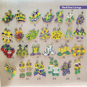 Mardi Gras Seed Bead Earrings, New Orleans Mardi Gras Holiday, Fleur De Lis, Mardi Gras Jewelry, Mardi Gras Mask Earrings, Sparkle Statement