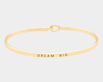 Bracciale ispiratore "DREAM BIG", messaggio, inciso, amico, famiglia, regalo di gioielli, braccialetto