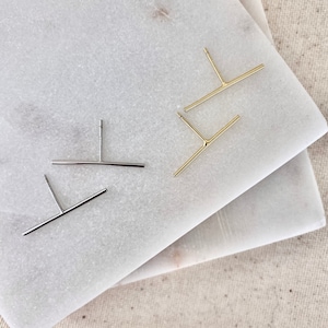 Bar Studs Sterling Silver Earrings, Minimalist Bar Stud Earrings, Silver Geometric Earrings, long bar stud earrings