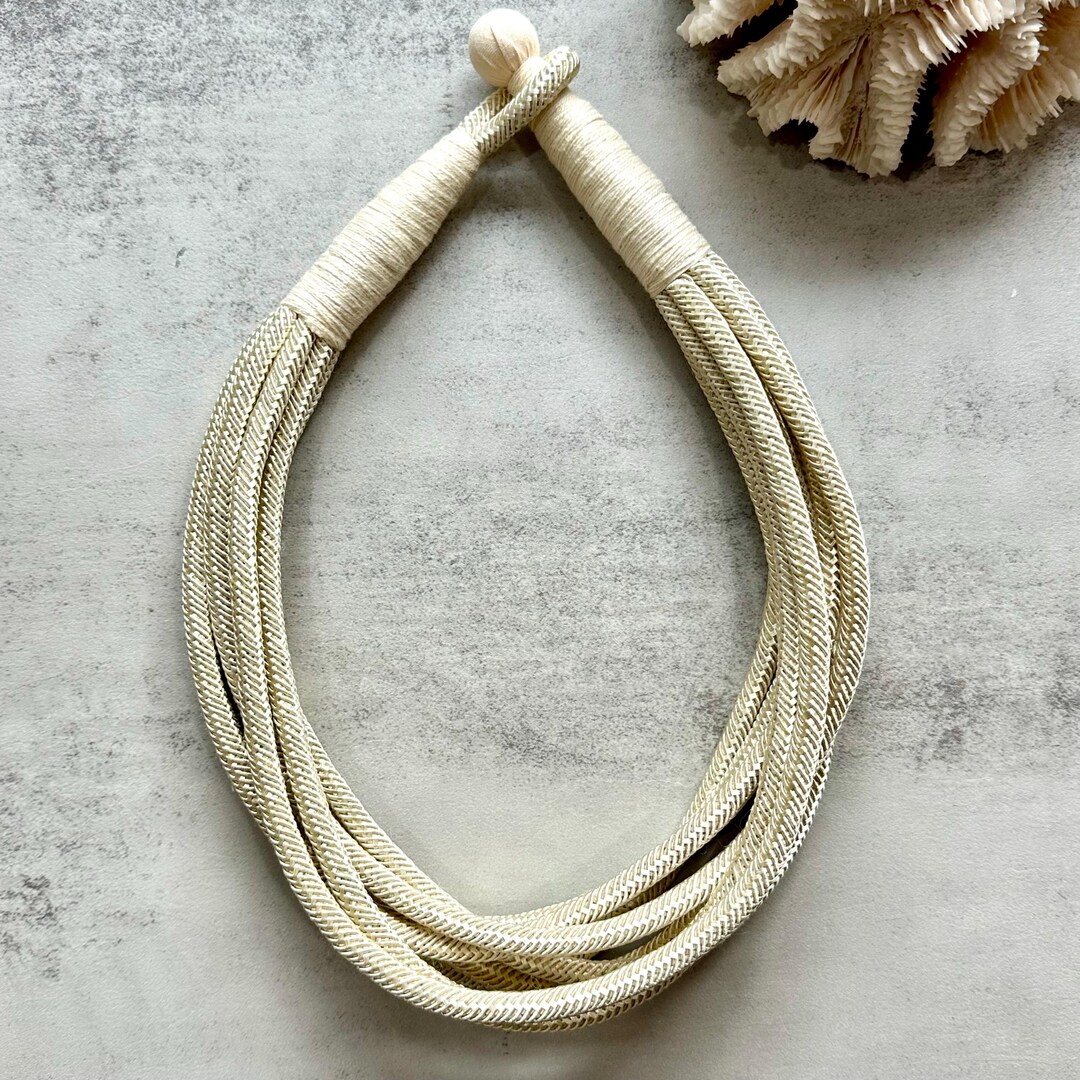 Neclace Rope 8 Layered Statement Necklace, 24 Inch Braided Cotton Rope Necklace ...
