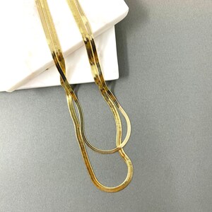 14K Gold Plated Herringbone, Herringbone Chain, Skinny Gold Chain, Snake Chain Necklace, Herringbone Necklace, Gold Layered Necklace