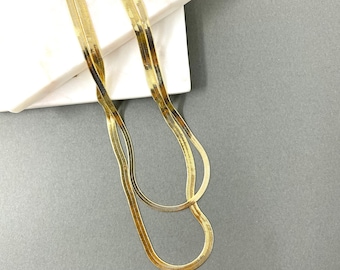 14K Gold Plated Herringbone, Herringbone Chain, Skinny Gold Chain, Snake Chain Necklace, Herringbone Necklace, Gold Layered Necklace