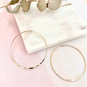 Gold Hoop Earrings,Large Endless Hoops 45mm,60mm,Thin Gold Hoops, Hammered Gold Hoops, Lightweight Hoops, Minimalist Jewelry, Delicate Hoops