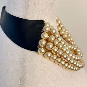 Brushed Gold Ball Statement Necklace: 7-Layer Magnetic Closure image 12