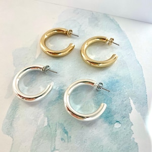 Gold Thick Hoop Earrings,30mm,40mm,50mm,60mm Thick Hoop,Open Hoops,Tube Hoop Earrings,Silver Thick Hoop Earrings,Brass 5"Thick Hoop Earrings