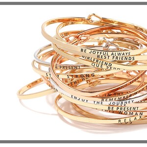 Personalized Bracelet,Inspirational "STAY POSITIVE" Cuff Bracelet Message Engraved Friend Family Jewelry Gift bangle image 7
