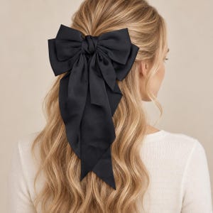 Satin Bowknot Barrette: Long Tail Clip, Wedding Hair Accessory