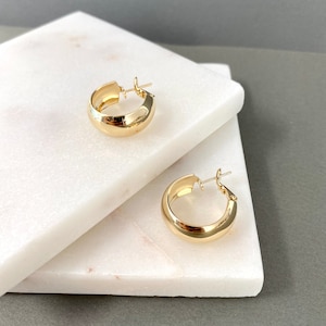17mm Tiny Gold Silver Hoops, Gold Thick Hoop Earrings, Gold Thick Hoop, Huggie Earrings, Brass 9&quot; Thick Gold Hoop Earrings