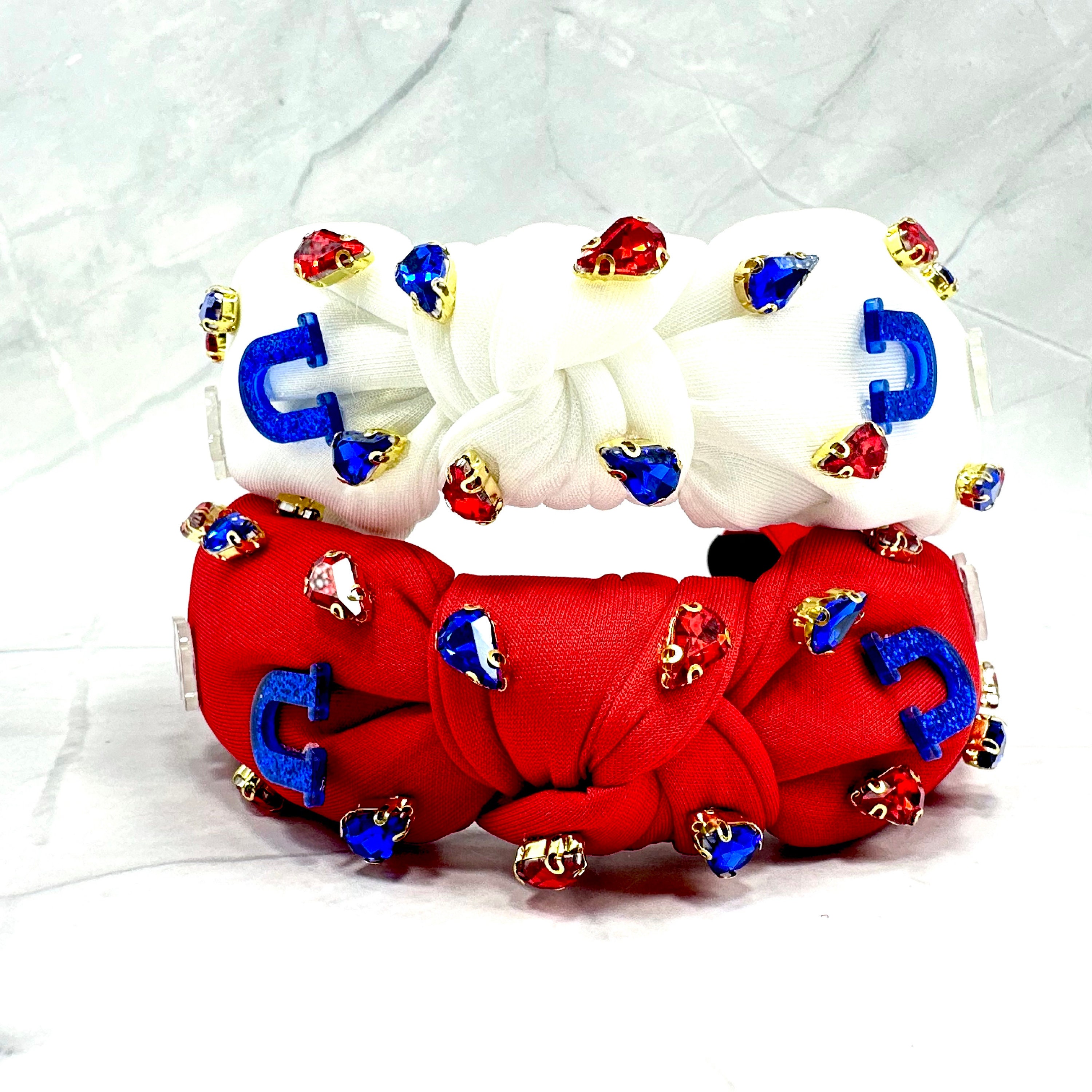 Fascia per capelli con bandana rossa, fascia per capelli con stampa bandana e fiocco sulla parte superiore, fascia per capelli con bandana - Italia