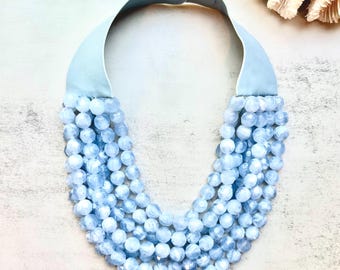 Resin Beaded Magnetic Statement Necklace: Chunky Layered Strand