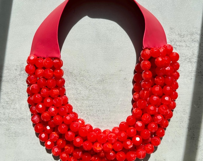 Chunky Acrylic Gem Statement Necklace: Multi-Color Beaded Magnetic Clasp