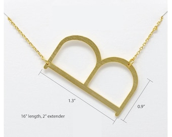 Halsband med stort bokstav, stort initialhalsband, guld, silverhalsband med bokstav, personligt halsband, stort halsband med sidledsinitialer, födelsedagspresent