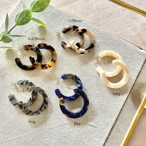 Tortoise Hoop Earrings, Tortoise Shell Hoop Earrings, Various Color Acetate Earrings, Minimalist Hoops, Tortoise Hoop Earrings, gift for her