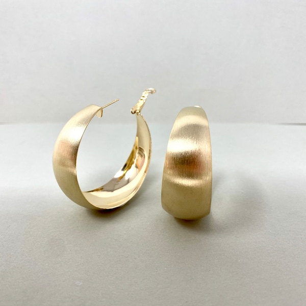 20mm,30mm,35mm,40mm,45mm Large Hoop Earrings, Thick Round Brushed Gold Hoop Earrings, Large Hoops, Gold Hoop Earrings, Lightweight Earrings