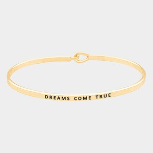 Personalized Bracelet,Inspirational &quot;DREAMS COME TRUE&quot; Cuff Bracelet Message Engraved Friend Family Jewelry Gift bangle