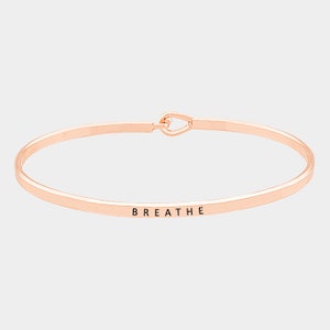 BREATHE_Bracelet Bangle with Message,Personalized Bracelet,Holiday Anniversary Special Gift,Inspirational Bracelet, Message Engraved cuff