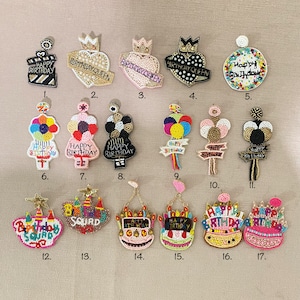 Birthday Beaded Earrings, Birthday Queen Earring, Cupcake Earrings, Birthday Cake Earrings, Happy Birthday Earrings, Birthday Party Earrings