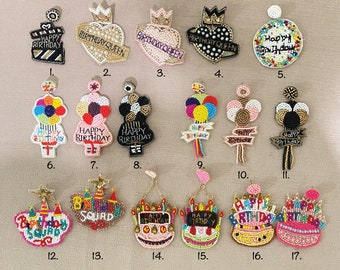 Birthday Beaded Earrings, Birthday Queen Earring, Cupcake Earrings, Birthday Cake Earrings, Happy Birthday Earrings, Birthday Party Earrings