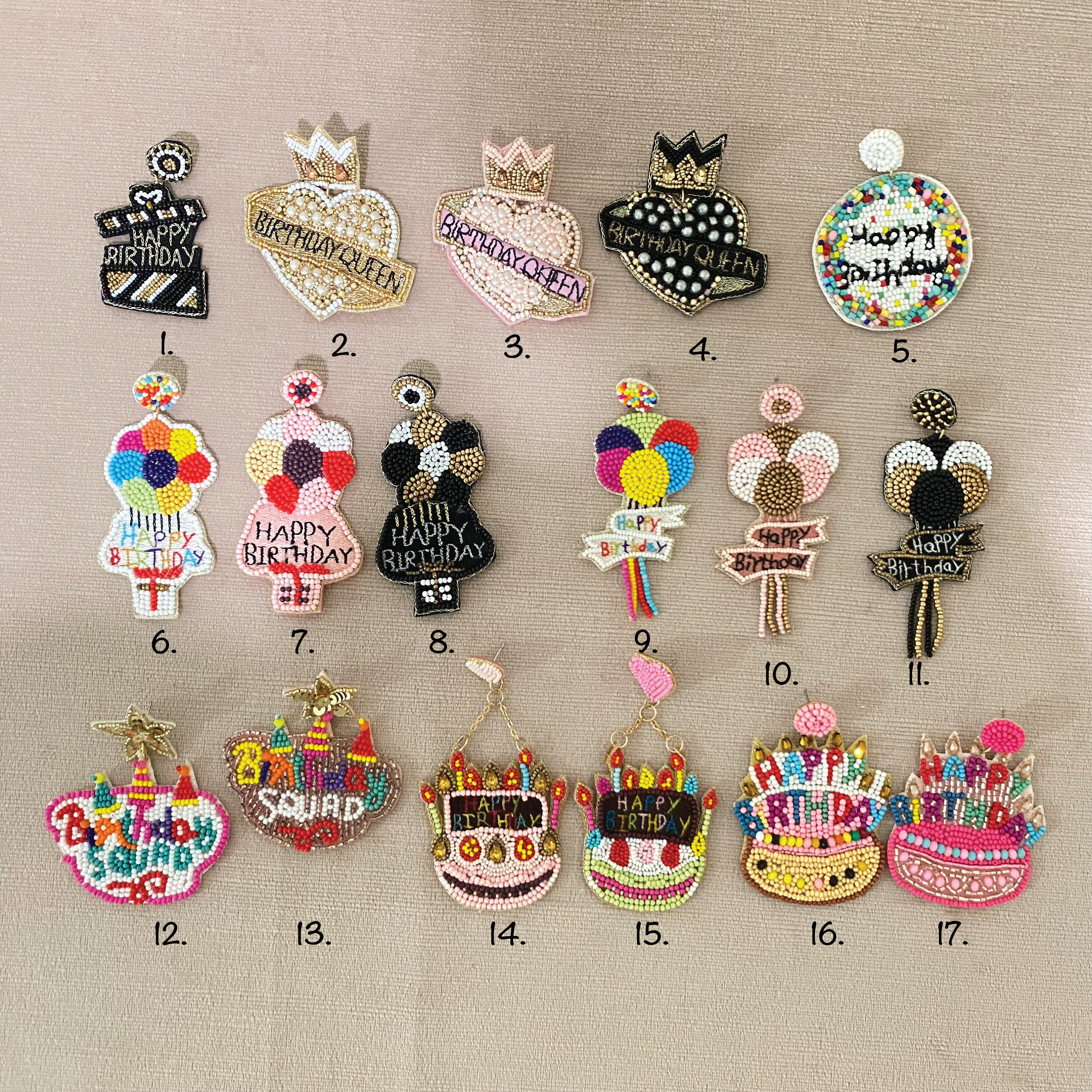 Birthday Beaded Earrings, Birthday Queen Earring, Cupcake Earrings, Birthday Cake Earrings, Happy Birthday Earrings, Birthday Party Earrings